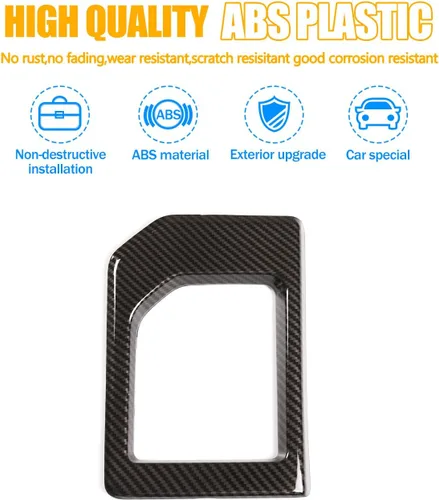 Vista 4 de Compatible con Toyota Tundra 2014-2021 ABS Consola Central Cambio Panel Marco Embellecedor Accesorios de Auto (Estilo Fibra de Carbono)