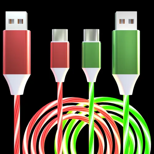 Vista 8 de Paquete de 2 cables de carga LED USB C, cable de carga tipo C, cargador USB C rápido compatible con Samsung Galaxy S21 S20 S10 S9 S8 Note 20, LG V30