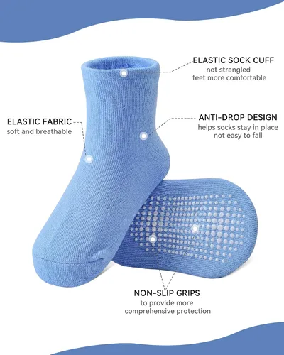Vista 2 de BOOPH Calcetines antideslizantes para bebés, niños y niñas, con agarres, 12 pares