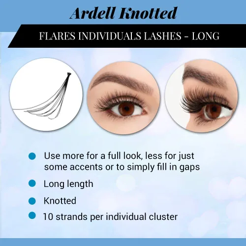 Vista 3 de Ardell Pestañas individuales Flair Long Black – racimos de pestañas sin nudos, extensiones de pestañas en racimo para volumen y longitud naturales