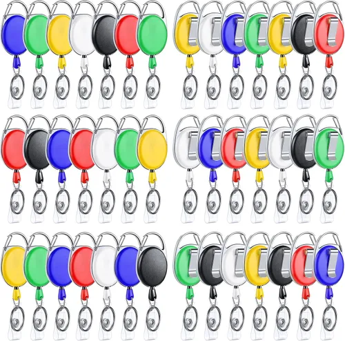 Vista 14 de Yaomiao Paquete de 100 carretes retráctiles para tarjetas de identificación con clips, carretes resistentes para tarjetas de identificación, a