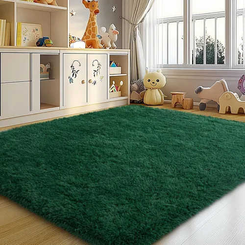 Vista 15 de Mugorn - Alfombras suaves y esponjosas de 2 x 3 pies para el hogar, alfombra pequeña con 4 mallas antideslizantes, color negro, 2 x 3 pies