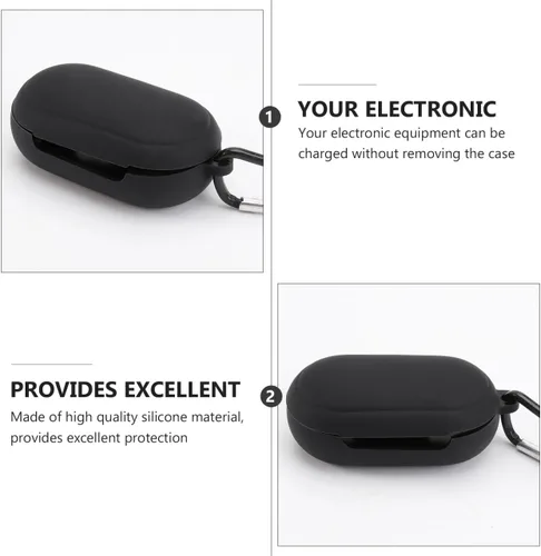 Vista 3 de Hemobllo Funda para auriculares inalámbricos compatible con Galaxy Buds Plus, paquete de 2 fundas protectoras de silicona con llavero portátil