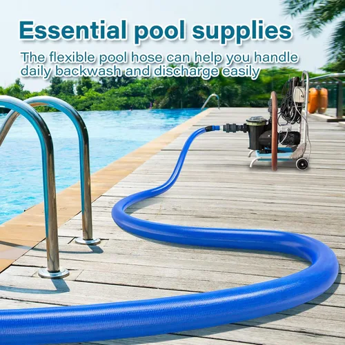 Vista 4 de Jin&Bao Manguera de retrolavado de piscina de 2 pulgadas x 25 pies, manguera de descarga plana reforzada resistente, manguera de drenaje resistente