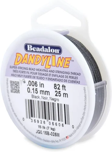 Vista 15 de Beadalon Dandyline - Hilo para tejer y atar cuentas, 0.005 in / .004 pulgadas, negro, 82.0 ft