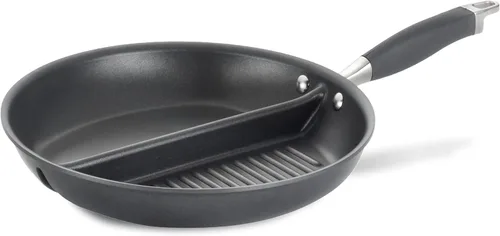 Vista 9 de Anolon Advanced - Parrilla dividida antiadherente anodizada dura, sartén para plancha, 12.5 pulgadas, color gris