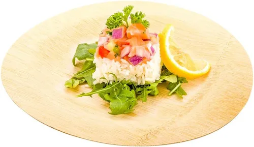 Vista 8 de Restaurantware Platos de hoja de bambú de 7 pulgadas, 100 platos de bambú desechables, platos de bambú sostenibles y resistentes para fiestas