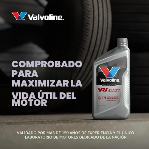 Vista 8 de Aceite de motor Valvoline VR1 Racing sintético SAE 10W-30, 1 cuarto de galón, caja de 6