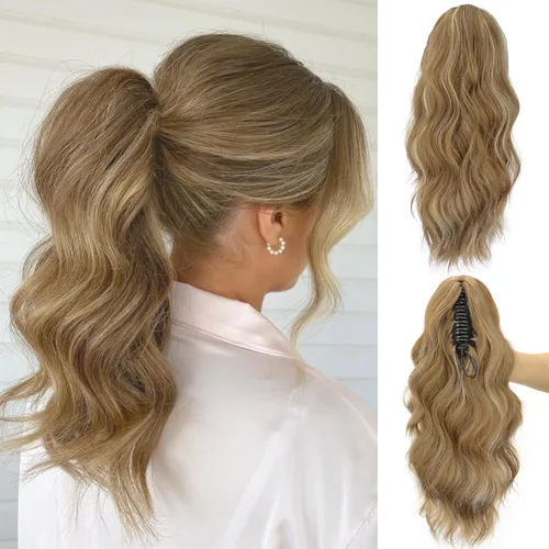Vista 34 de FREEMEIGE Extensión de Cola de Caballo Negra con Cordón Extensión de Cola de Caballo Larga y Ondulada para Mujeres Extensión de Cabello de Cola de 1b