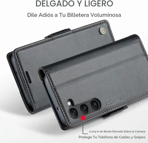 Vista 5 de SINIANL Funda tipo cartera para Samsung Galaxy S23 con bloqueo RFID, funda para Samsung S23 para mujeres y hombres con tarjetero con cierre