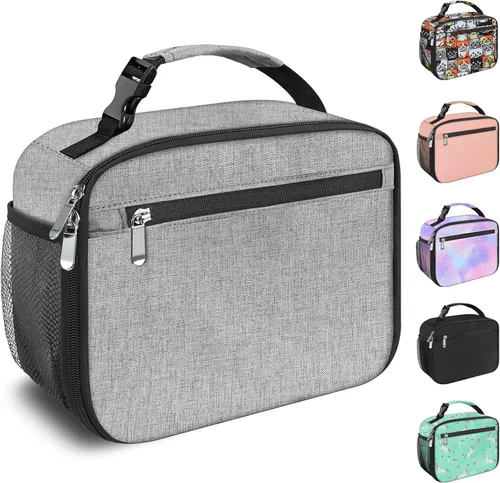 Vista 9 de Lonchera para niños y niñas, bolsa de almuerzo aislada y duradera, lonchera para niños con astronauta para la escuela