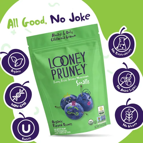 Vista 4 de Looney Pruney Smalls Fruit Snacks Ciruelas pasas naturalmente dulces Paquetes de aperitivos de frutas orgánicas para niños y adultos Alimentos
