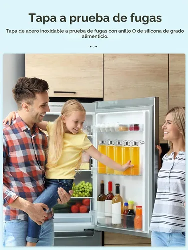 Vista 2 de QCen Botella de vidrio transparente de 18 onzas para jugo, paquete de 6