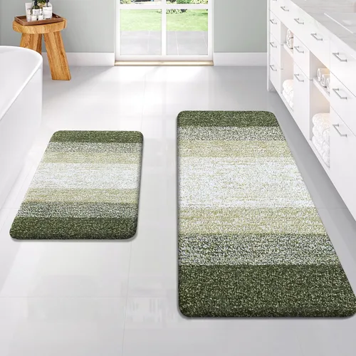 Vista 62 de OLANLY - Juego de tapetes para baño de 2 piezas, de microfibra, suaves y absorbentes, antideslizantes, lavables a máquina y para secadora, felpudos