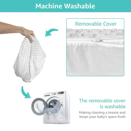 Vista 4 de YENING Mini cambiador pequeño de 23 x 13 pulgadas con funda lavable, cambiador de pañales impermeable para bebé, tapete para tocador y mesa