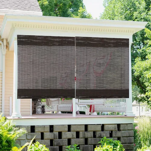 Vista 9 de Persianas romanas de bambú, persianas opacas personalizadas con forro, persianas naturales 100% bambú para ventanas, patrón 2501
