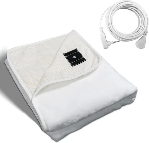 Vista 8 de Manta de conexión a tierra plateada con fibra de plata para cama, sofá, silla con cable de 15 pies (50"x60", verde)