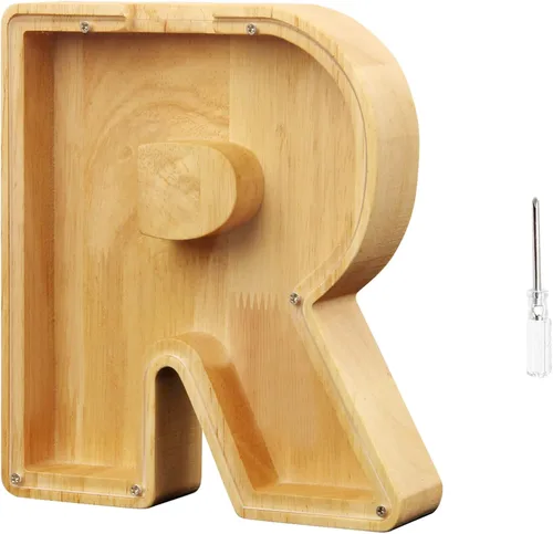 Vista 15 de TAONE Alcancía personalizada para niños, con grabado láser y letras de madera personalizadas