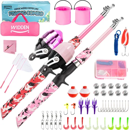 Vista 18 de WIDDEN Kids Fishing Pole, Portable Telescopic Kids Fishing Poles for Boys and Girls, Fishing Rod and Reel Combo Kit with Tackle Box, and Fishing