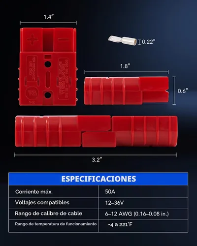 Vista 3 de Orion Motor Tech Paquete de 4 conectores de cable, kit de enchufe de arnés de cables de 50 A para cables de calibre 6-12, batería de 12 V-36 V