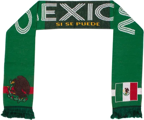 Vista 3 de Mexico Bufanda de punto de fútbol, Blanco, Verde, Rojo, Amarillo