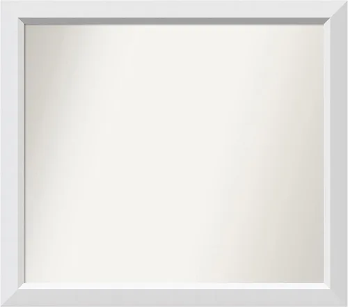 Vista 121 de Amanti Art Espejo de baño blanco para sobre el fregadero, 24 x 26 pulgadas, espejo rectangular blanco y blanco, marco de madera contemporáneo