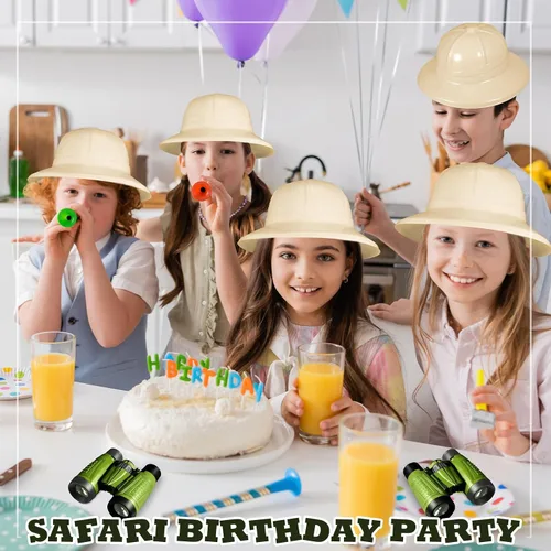 Vista 6 de Halloscume 24 piezas de recuerdos de fiesta de safari incluyen binoculares de juguete explorador sombreros de fiesta a granel regalos de disfraz