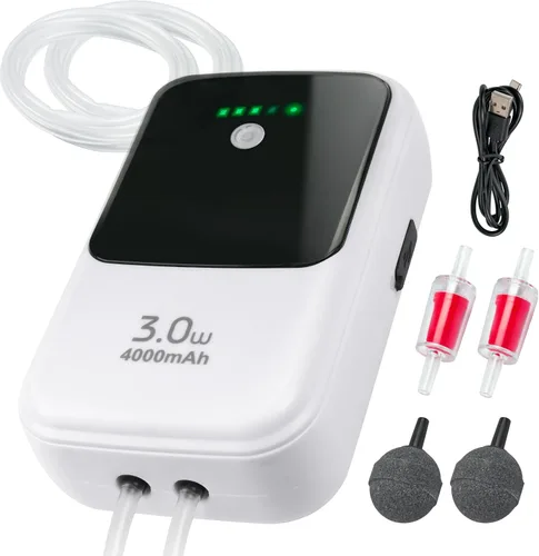 Vista 9 de Ghosthorn Silent Dual Operating Mode Rechargeable Aerator for Fish, Large Capacity Aquarium Air Pump with Universal Clip for Most Bait Buckets