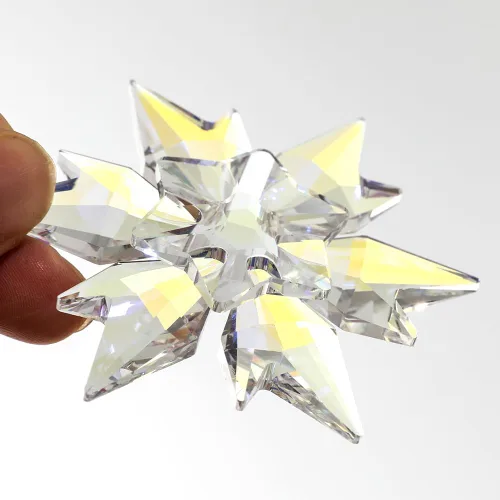 Vista 3 de Adorno de árbol de Navidad de edición Maxistal 2024, copo de nieve de cristal con estrella, adorno para árbol de Navidad, decoración para el hogar