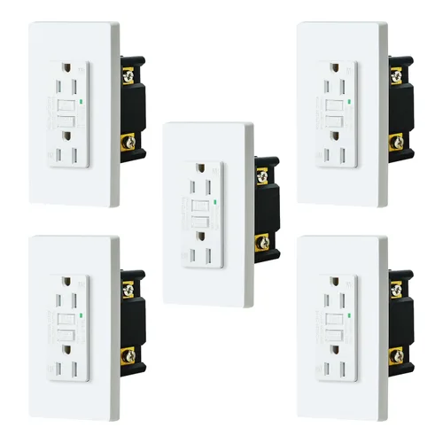 Vista 23 de SuperInk Toma GFCI negra de 15 amperios, toma eléctrica GFI negra, receptáculo de interruptor de circuito de falla de tierra, resistente a