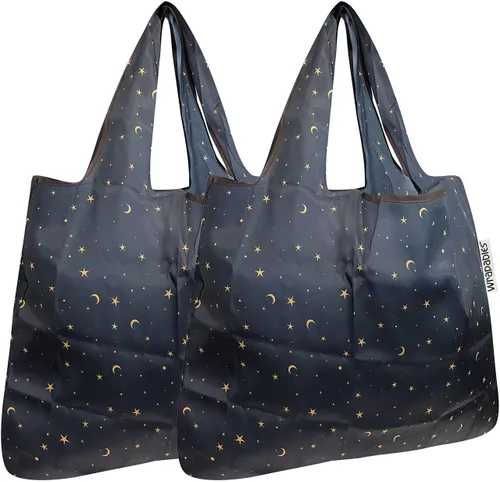Vista 8 de allydrew Bolsa plegable de nailon para comestibles reutilizable (Set de 2), Ballenas Azules