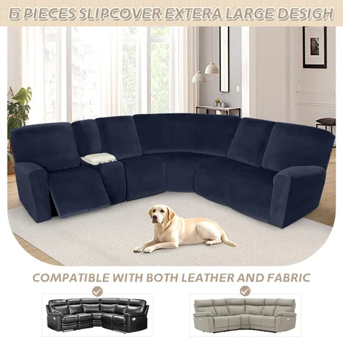 Vista 260 de Arfntevss Fundas de sofá seccional reclinable de terciopelo, Funda de sofá seccional de esquina para sofá reclinable, Funda elástica suave