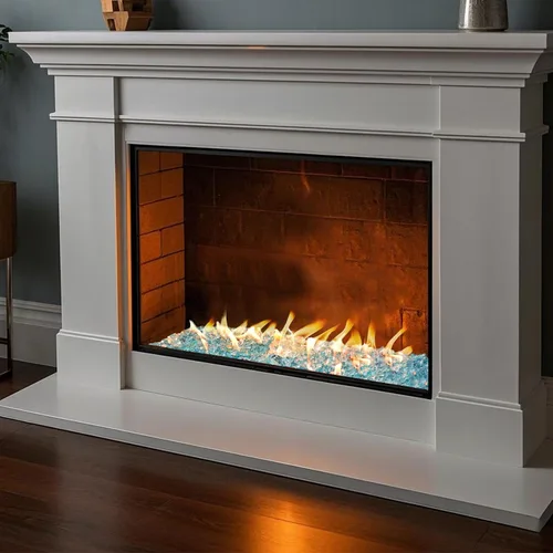 Vista 6 de Skyflame Vidrio de fuego de alto brillo de 10 libras para hoyo de fuego, chimenea y paisajismo (1/2 pulgada, azul aguamarina)
