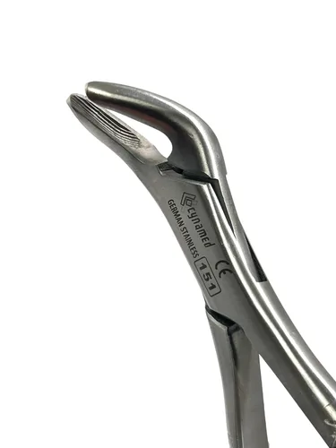 Vista 3 de Extracción Dental Extracción Serrada Pinzas #151, Bicúspide inferior, Incisivo Inferior, Raíz Inferior, Universal, Mango de Calidad Premium, Acero