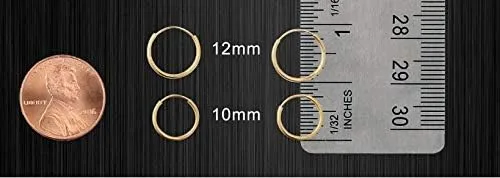 Vista 3 de Aretes de argolla de oro amarillo de 14 quilates flexible, de 10-18mm