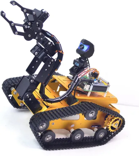 Vista 11 de Kit de robot inteligente para Raspberry Pi, chasis de robot tanque transmisión de video en tiempo real, control WiFi/Bluetooth, planificación