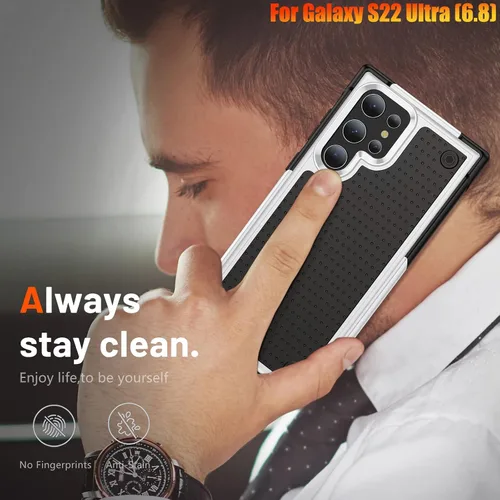 Vista 7 de Funda resistente para Samsung Galaxy S22 Ultra de 6.8 pulgadas, 4 esquinas con bolsas de aire [protección contra caídas de 12 pies], agarre