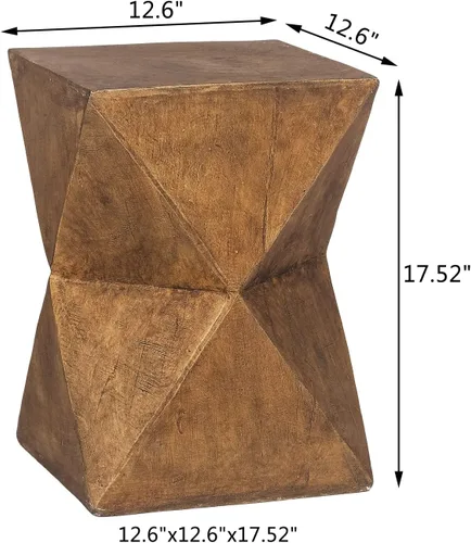 Vista 3 de Adeco Taburete de hormigón, mesa auxiliar de patio, mesa auxiliar decorativa para jardín, mesitas de noche, soporte para plantas, mesa de centro