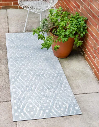 Vista 18 de Unique Loom Sabrina Soto Outdoor Collection - Alfombra geométrica, moderna, vibrante y enrejada contemporánea, 2 pies 0 pulgadas x 6 pies