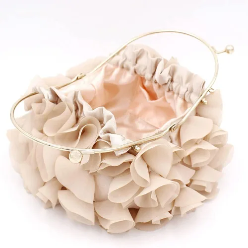 Vista 3 de Bolsos de mano florales para mujer, bolso de mano de satén para noche, fiesta, graduación, bolsos de novia