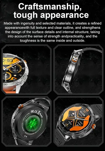 Vista 4 de Reloj inteligente militar, pantalla AMOLED ultra clara de 1.75 pulgadas, monitor de frecuencia cardíaca de oxígeno en sangre Spo2, batería de 730