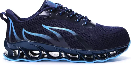 Vista 3 de DREAM HORSE Zapatos de trabajo indestructibles con punta de acero para hombres, zapatos de seguridad de malla ligera, zapatos de construcción