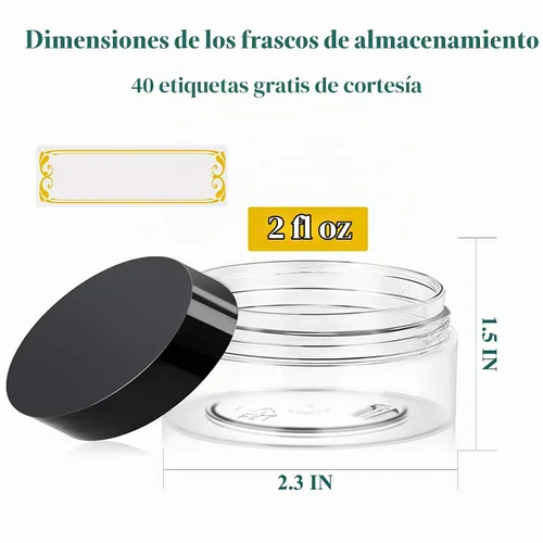 Vista 2 de Hajoyful Tarros de plástico de 2 onzas con tapas, 36 recipientes pequeños para limo cosmético, tarros redondos de viaje, recipientes vacíos
