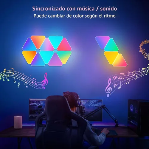 Vista 5 de Luz triangular de 4 paneles LED para expansión solamente, luces triangulares para decoración de luces de sala de juegos Dreamcolor, luz de pared
