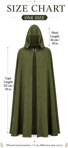 Vista 2 de JPXH Juego de capa medieval con cinturón y muñequeras para disfraz de Verde