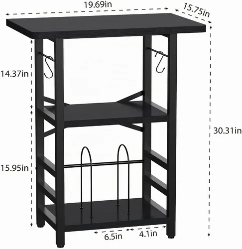 Vista 2 de YAKANJ Soporte para tocadiscos con escritorio extendido, mesa grande para tocadiscos con almacenamiento de vinilo, soporte para tocadiscos