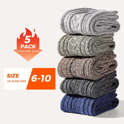 Vista 5 de Nimalpal 5 Pairs Wool Socks - Wool Socks for Women Men Boot Socks Hiking Socks , Thick Knit Warm Long Socks