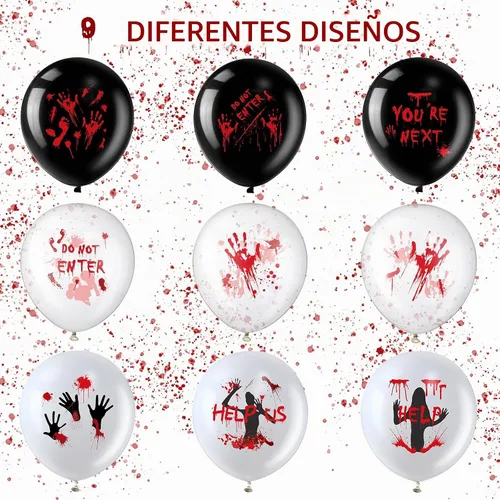 Vista 2 de Aoriher - 45 globos de látex de zombi sangriento de 12 pulgadas