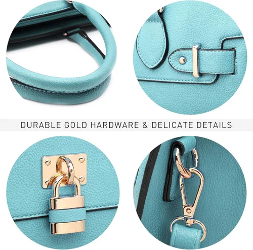 Vista 5 de Bolso de mano de avestruz para mujer bolso de hombro con asa superior juego de 2 piezas