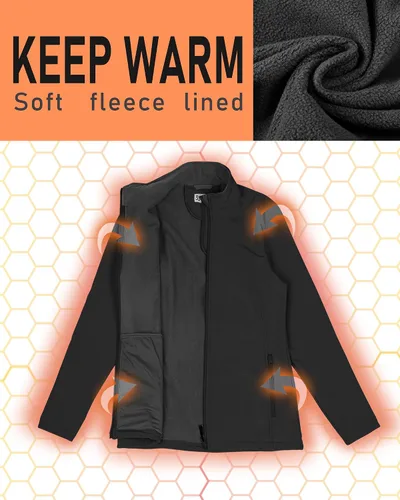 Vista 4 de 33,000ft Chaqueta ligera Softshell para mujer, con forro polar, rompevientos, impermeable, cálida para correr, golf, senderismo